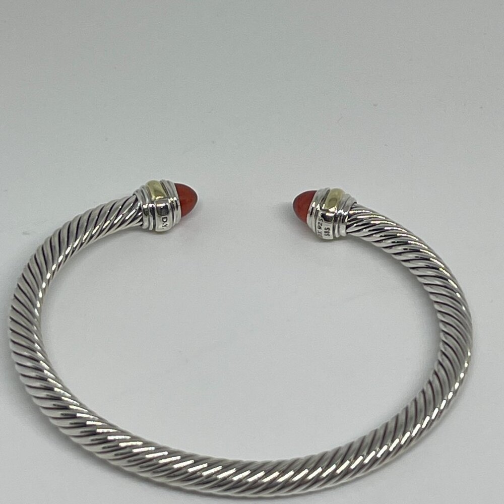 David Yurman Classic Cable 5mm Bracelet with Sterling Silver and Carnelian - Picture 6 of 10